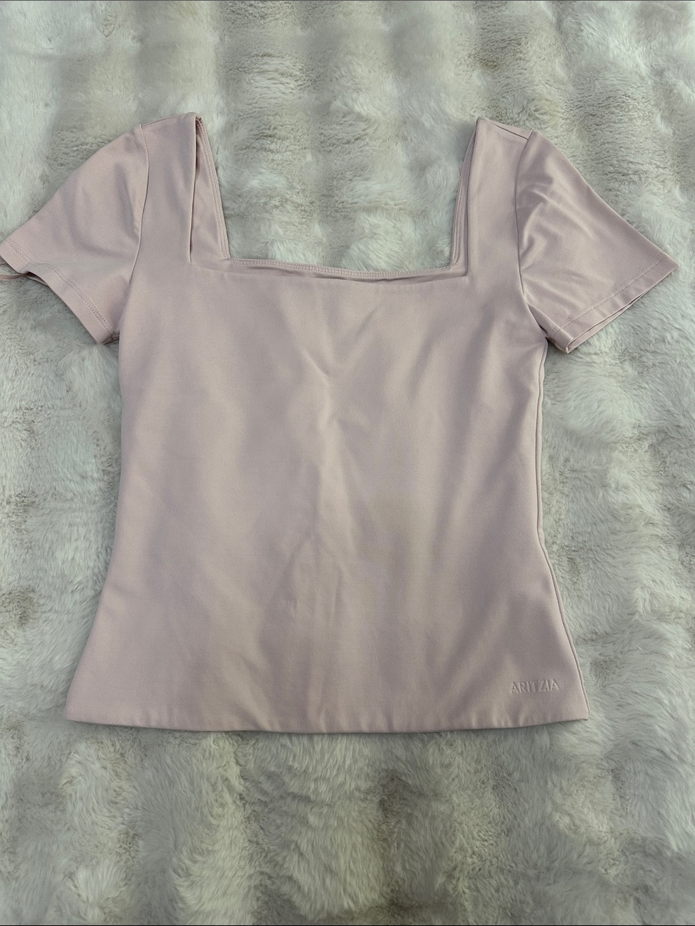 Aritzia Square Neck Short Sleeve Top — Light Blush